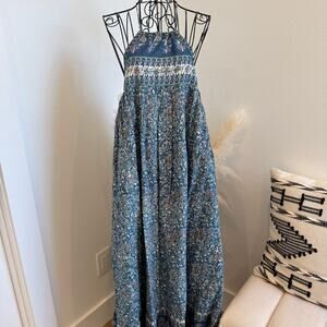 Fox In Gown Bella Floral Halter Cotton Maxi Dress NEW Small Cottage, Boho